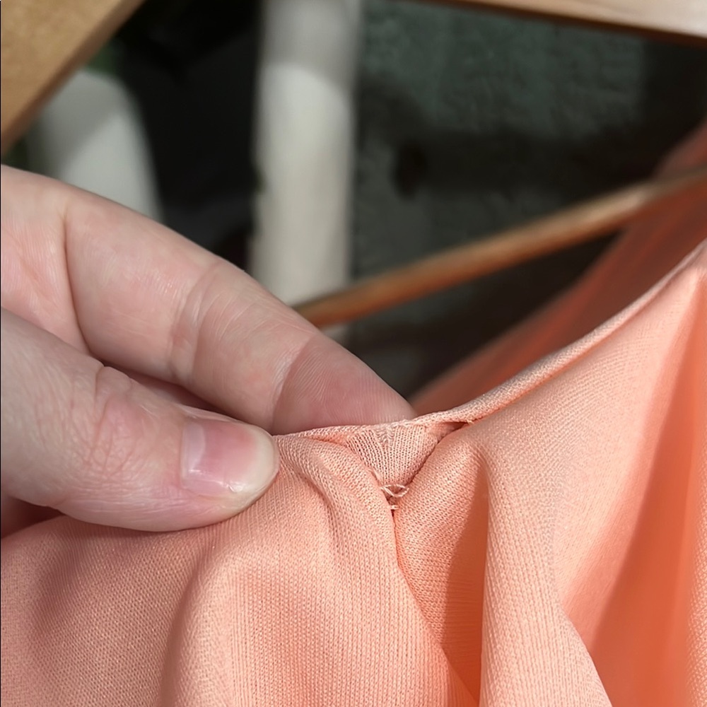 Elegant Vintage Peach Dress with Ruffle Sleeves - Picture 8 of 8